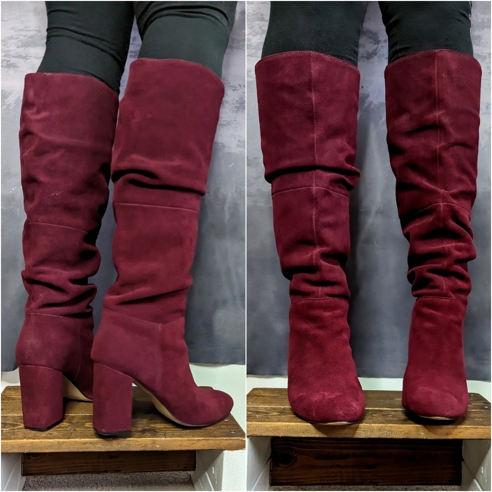 Steve Madden Faola suede slouch tall boots, burgundy, size 11 - Picture 8 of 11